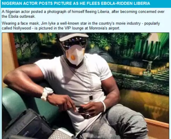 Jim Iyke featured in UK Daily Mail for fleeing Liberia over Ebola scare